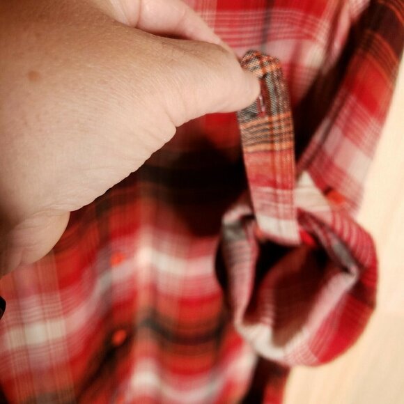 Chloe K Red Plaid Rayon Button Down Tunic Medium - Picture 4 of 8